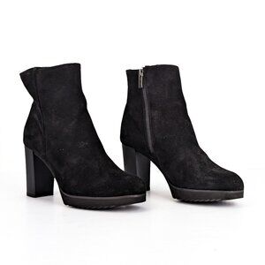 La Canadienne Myranda Waterproof Black Suede Dressy Zip Ankle Boots sz 8.5